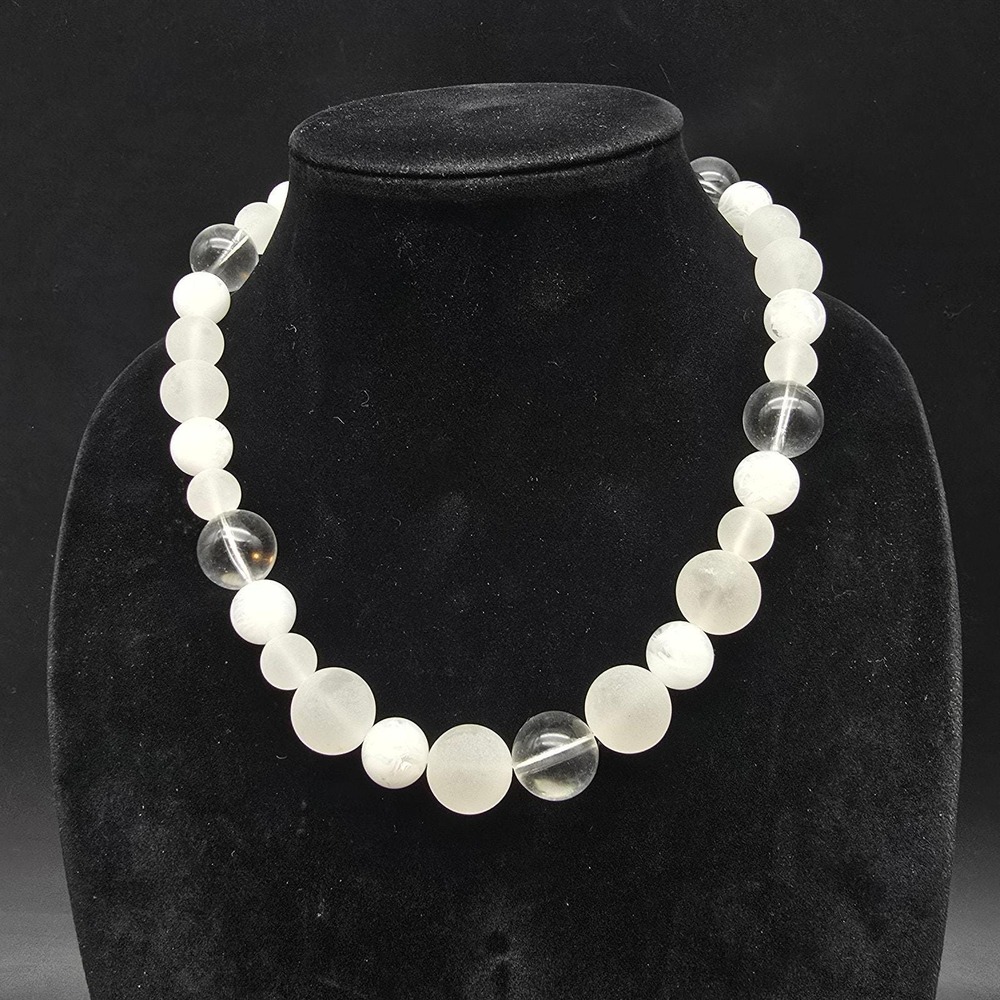 Avon 1986 Marbled Hues Necklace Clear Frosted Lucite Vintage 1980s Plastic